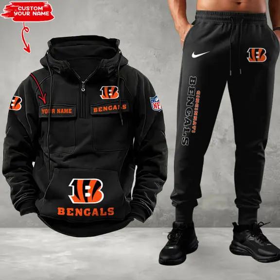 Cincinnati Bengals Combo Multi-Pockets Hoodie And Pants EM14