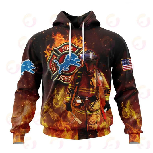 Detroit Lions Honor Firefighters – First Responders All Over Printed T-shirt Sweatshirt Hoodie AZCHD834