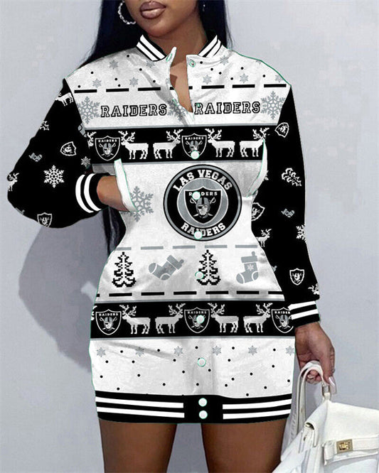 Las Vegas Raiders Women Button Down Jacket Dress AZBTBDJD000227
