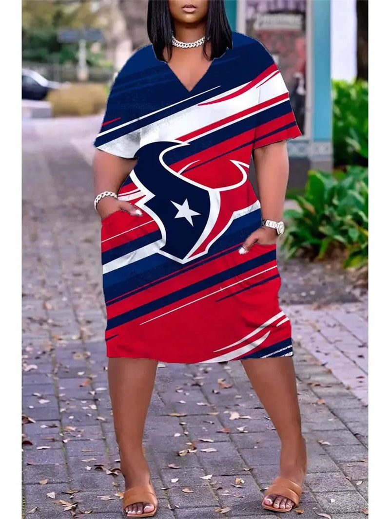 Houston Texans V-neck Casual Pocket Dress Limited Edition AZBTVCPD000224