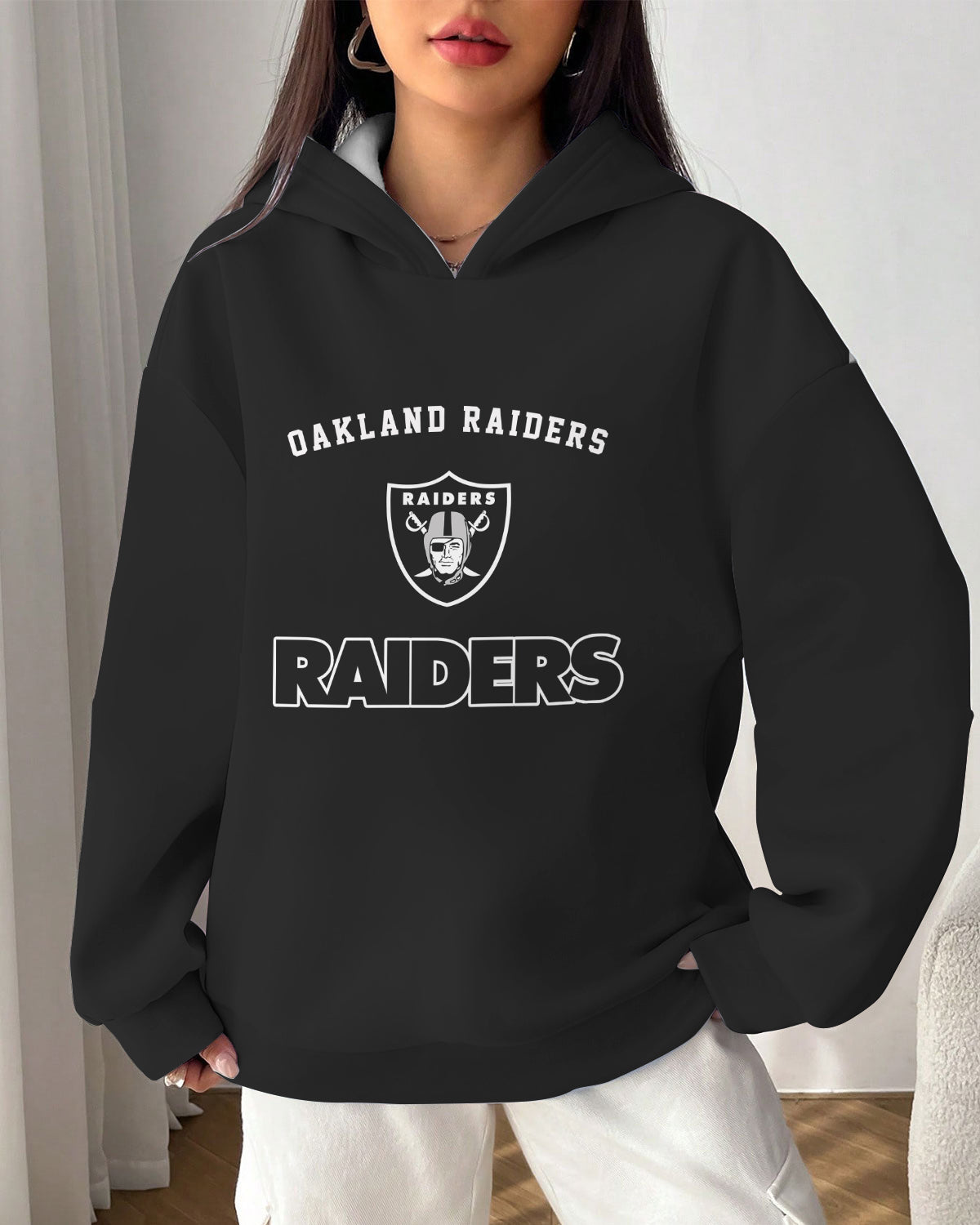 Las Vegas Raiders Printed Hooded Pocket Pullover Hoodie AZBTPH000070