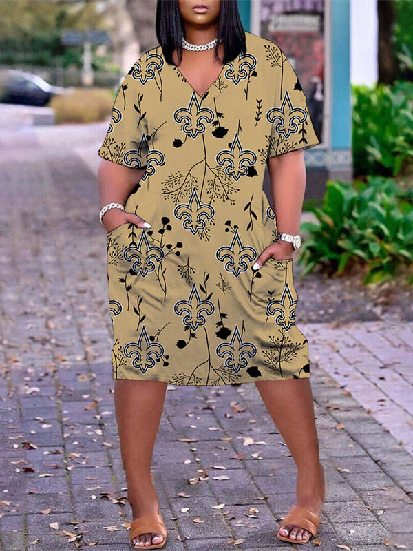 New Orleans Saints V-neck Casual Pocket Dress Limited Edition AZBTVCPD000067