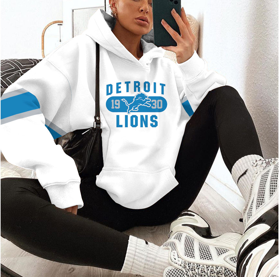 Detroit Lions Printed Hooded Pocket Pullover Hoodie AZBTPH000042