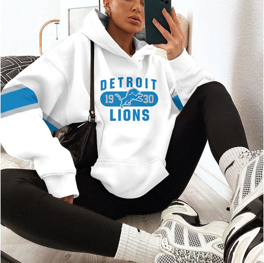 Detroit Lions Printed Hooded Pocket Pullover Hoodie AZBTPH000042