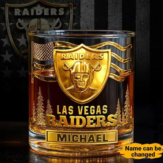 Las Vegas Raiders Golden Logo Whiskey Glass SP24