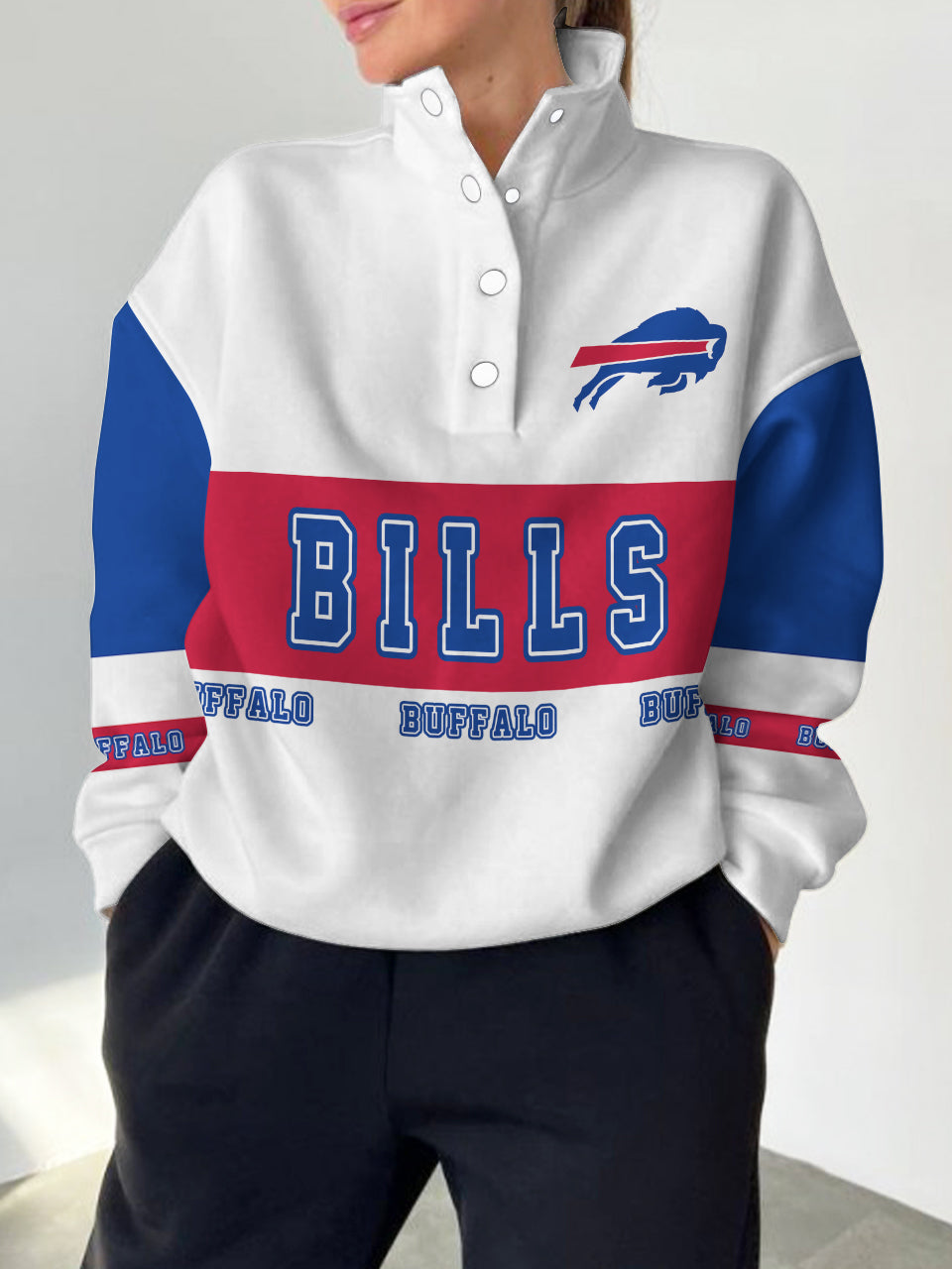 Buffalo Bills Casual Colorful Stand Collar Sweatshirt AZBTSCSW000225
