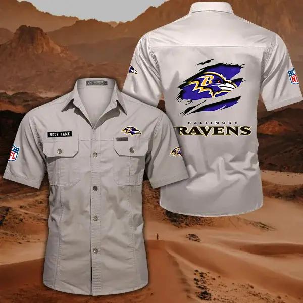 Baltimore Ravens Men’s Short Sleeve Cargo Shirts New 2025 AZBT2DCGS000003