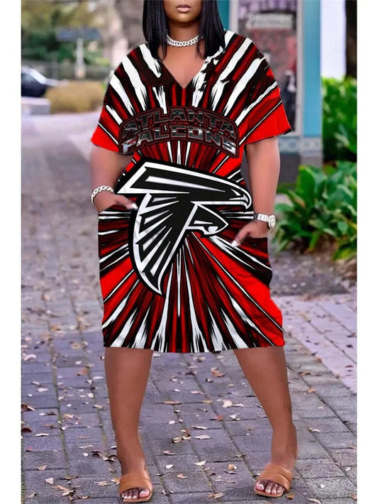 Atlanta Falcons V-neck Casual Pocket Dress Limited Edition AZBTVCPD000412