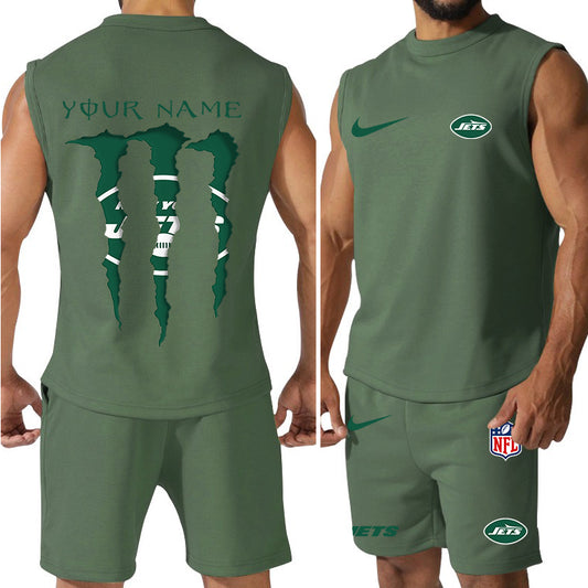 New York Jets Colorful Combo Men Jersey Tank Top and Shorts AZBTCMJTTS000027