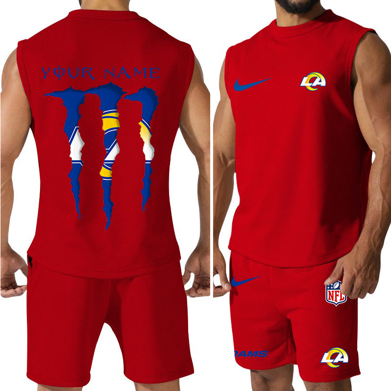 Los Angeles Rams Colorful Combo Men Jersey Tank Top and Shorts AZBTCMJTTS000031