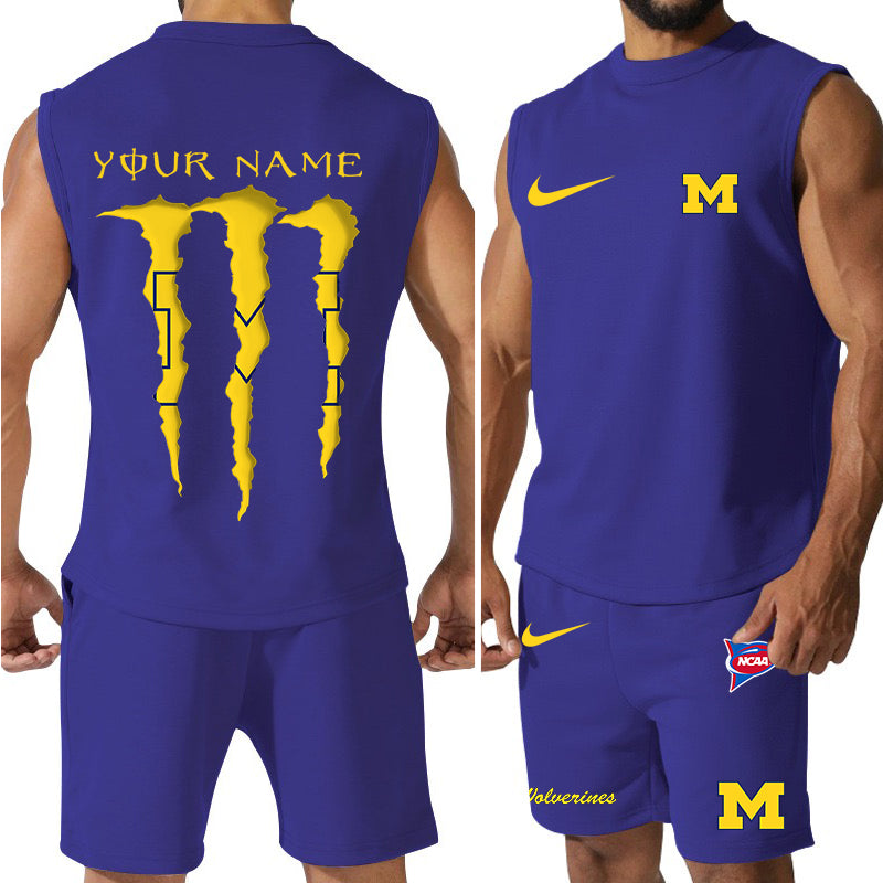 Michigan Wolverines Colorful Combo Men Jersey Tank Top and Shorts AZBTCMJTTS000065