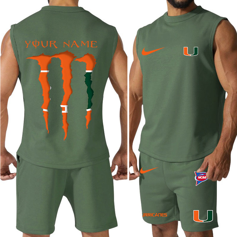 Miami Hurricanes Colorful Combo Men Jersey Tank Top and Shorts AZBTCMJTTS000035