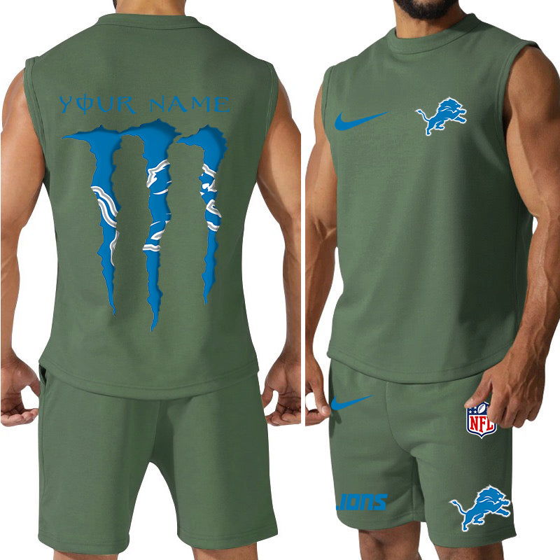 Detroit Lions Colorful Combo Men Jersey Tank Top and Shorts AZBTCMJTTS000016
