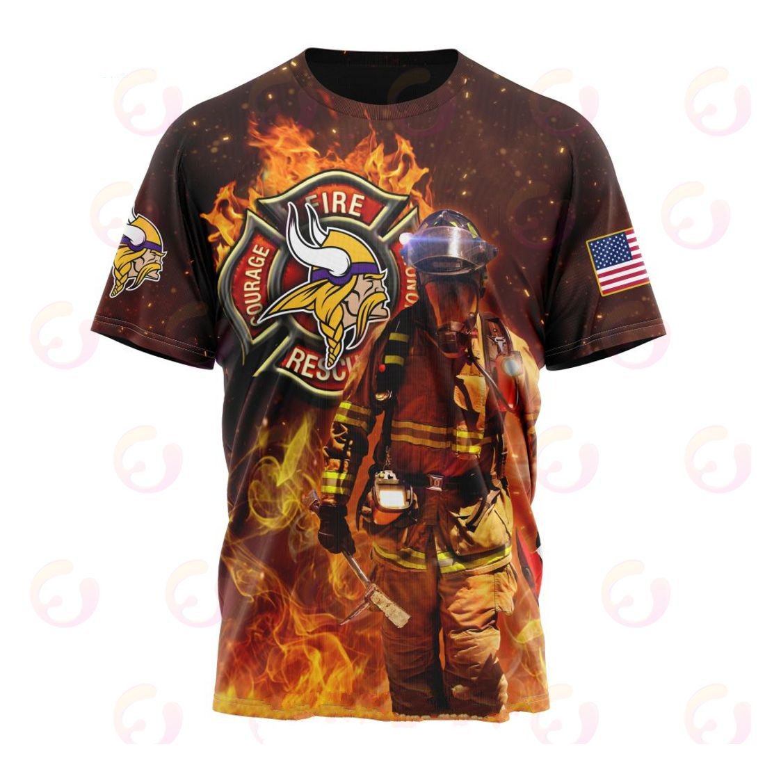 Minnesota Vikings Honor Firefighters – First Responders All Over Printed T-shirt Sweatshirt Hoodie AZCHD844