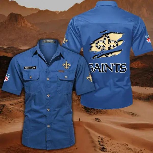 New Orleans Saints Men’s Short Sleeve Cargo Shirts New 2025 AZBT2DCGS000023