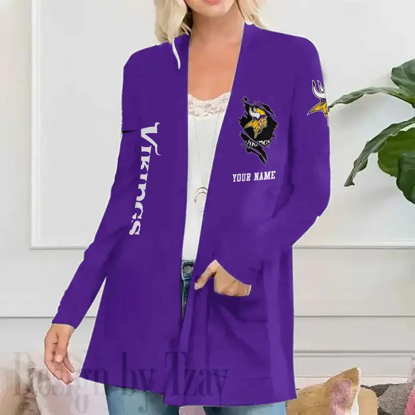 Minnesota Vikings Women Patch Pocket Cardigan BT126