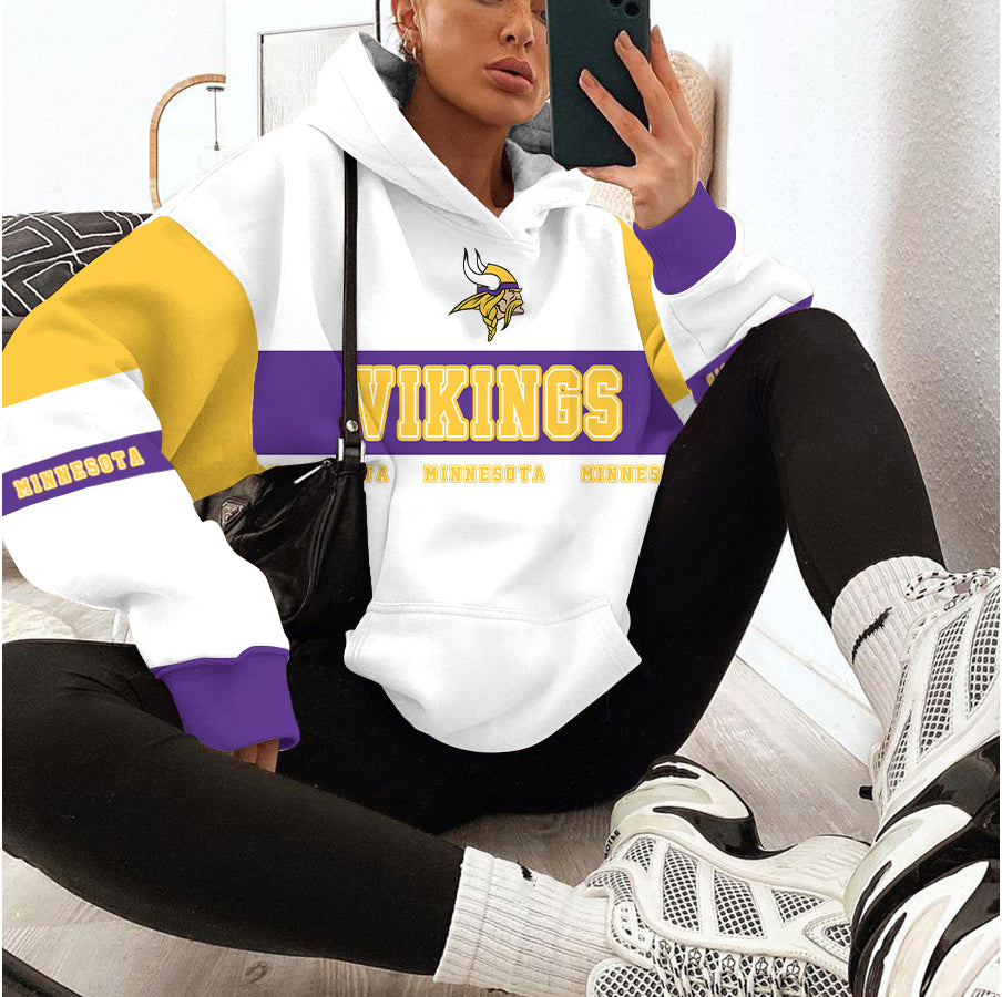 Minnesota Vikings Printed Hooded Pocket Pullover Hoodie AZBTPH000106