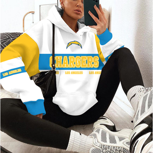 Los Angeles Chargers Printed Hooded Pocket Pullover Hoodie AZBTPH000111