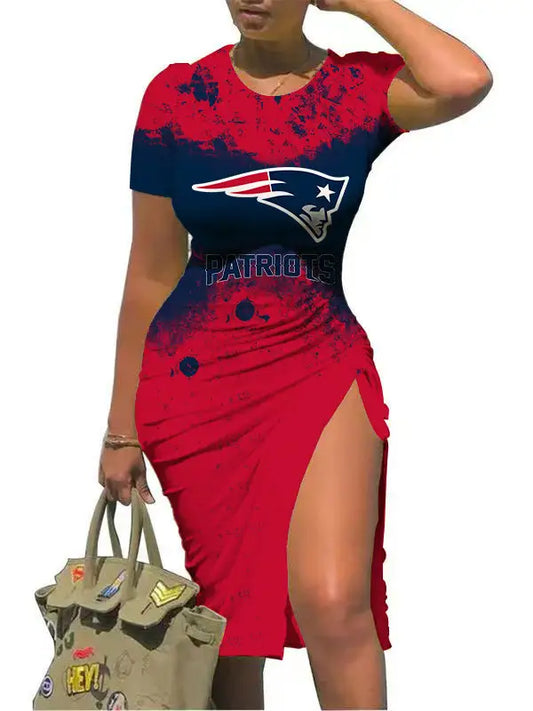 New England Patriots Slit Bodycon Dress  AZBTSBD000020