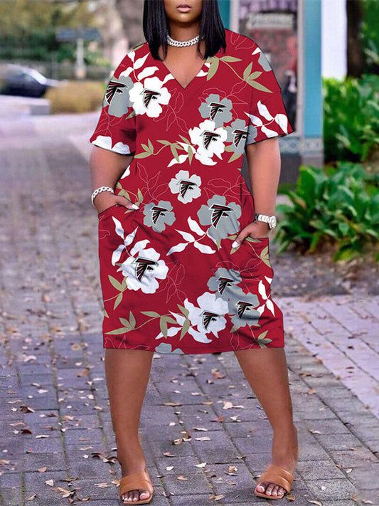 Atlanta Falcons V-neck Casual Pocket Dress Limited Edition AZBTVCPD000205