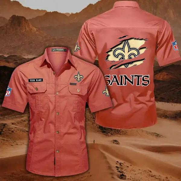 New Orleans Saints Men’s Short Sleeve Cargo Shirts New 2025 AZBT2DCGS000023