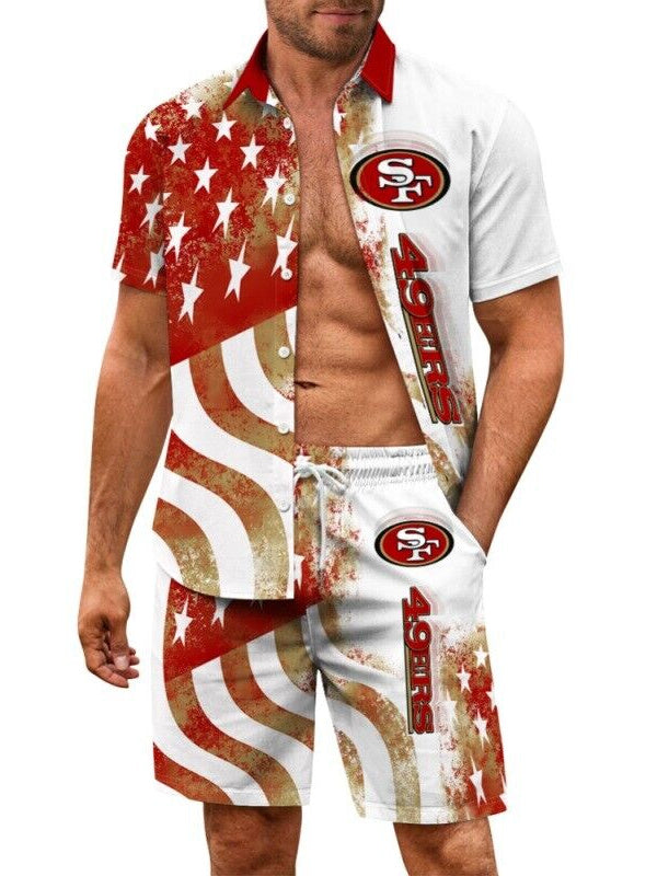San Francisco 49ers Combo Hawaiian Shirt and Shorts AZBTHWSS000044