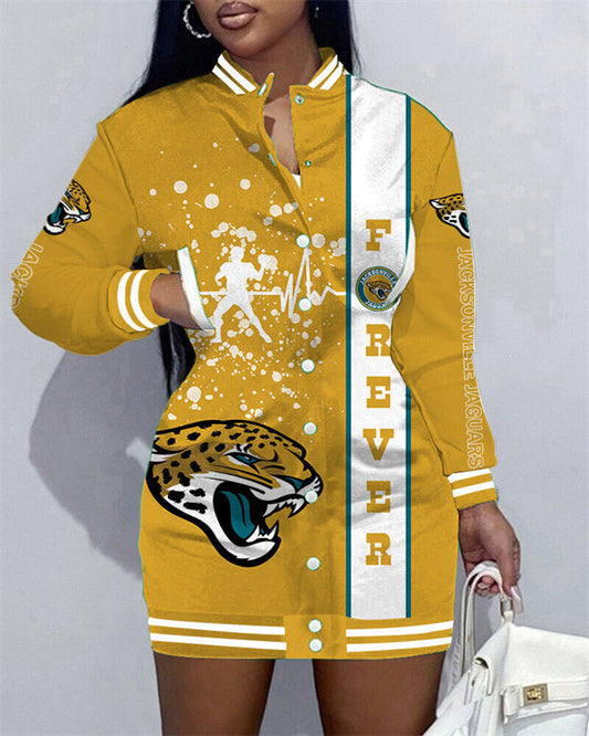 Jacksonville Jaguars Women Button Down Jacket Dress AZBTBDJD000256