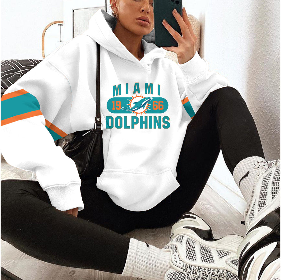 Miami Dolphins Printed Hooded Pocket Pullover Hoodie AZBTPH000040