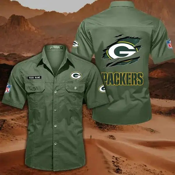 Green Bay Packers Men’s Short Sleeve Cargo Shirts New 2025 AZBT2DCGS000012