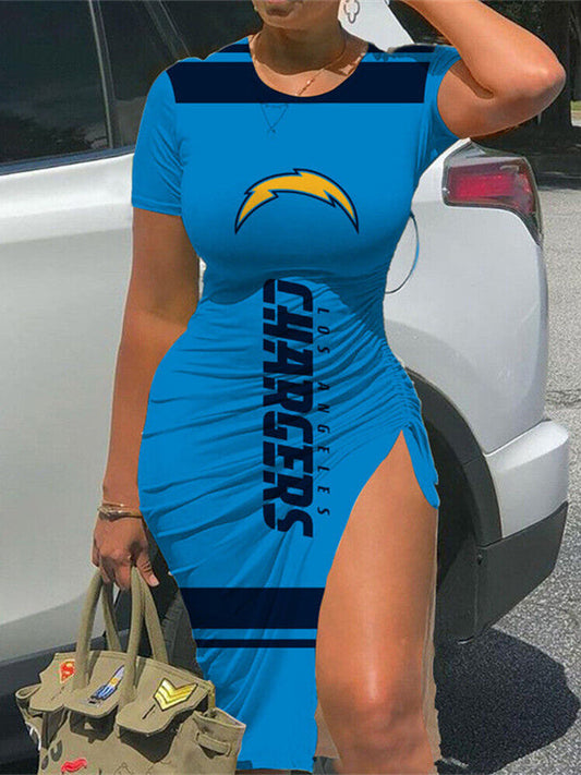Los Angeles Chargers Slit Bodycon Dress  AZBTSBD000026