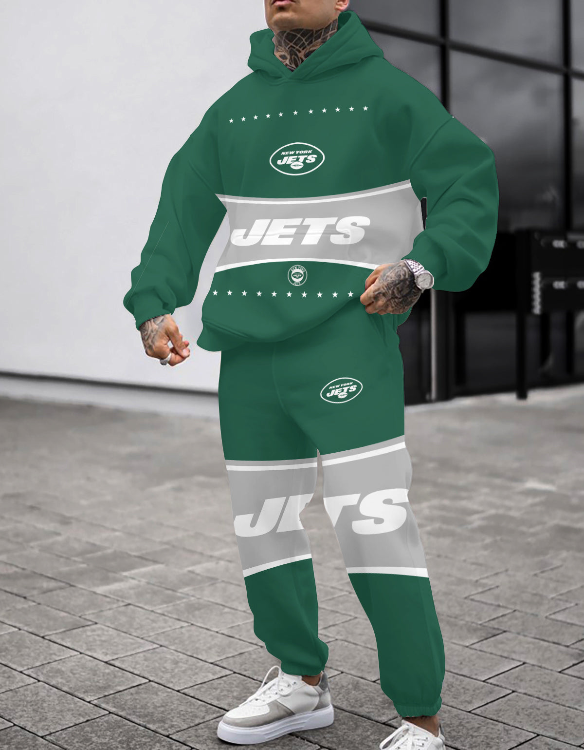 New York Jets Combo Pullover Hoodie And Sweatpants AZBTPHSP000314