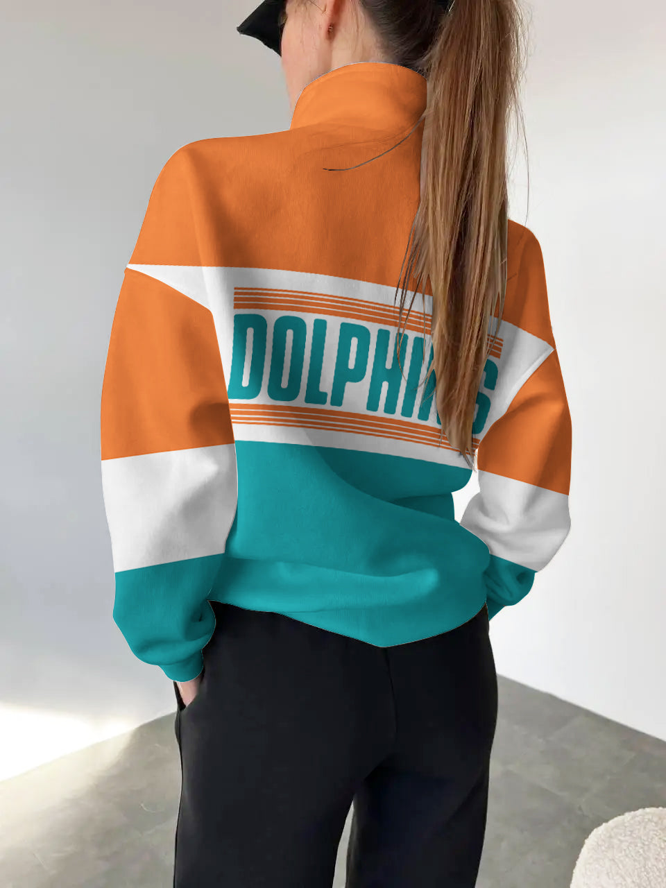 Miami Dolphins Casual Colorful Stand Collar Sweatshirt AZBTSCSW000230