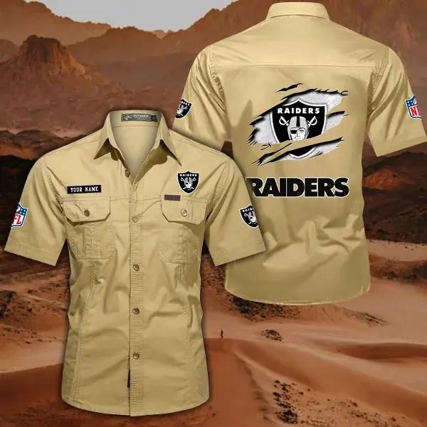Las Vegas Raiders Men’s Short Sleeve Cargo Shirts New 2025 AZBT2DCGS000017