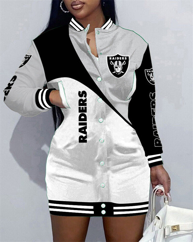 Las Vegas Raiders Women Button Down Jacket Dress AZBTBDJD000232