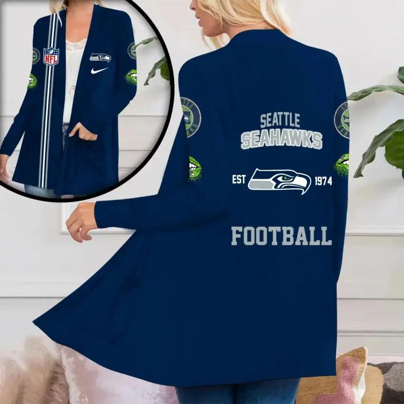 Seattle Seahawks Women Patch Pocket Cardigan BT175