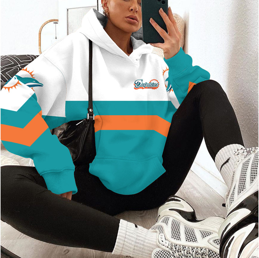 Miami Dolphins Printed Hooded Pocket Pullover Hoodie AZBTPH000032