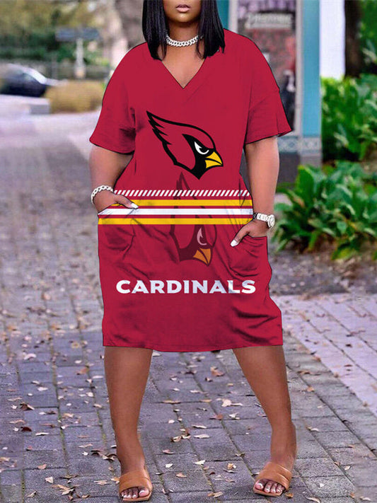 Arizona Cardinals V-neck Casual Pocket Dress Limited Edition AZBTVCPD000408