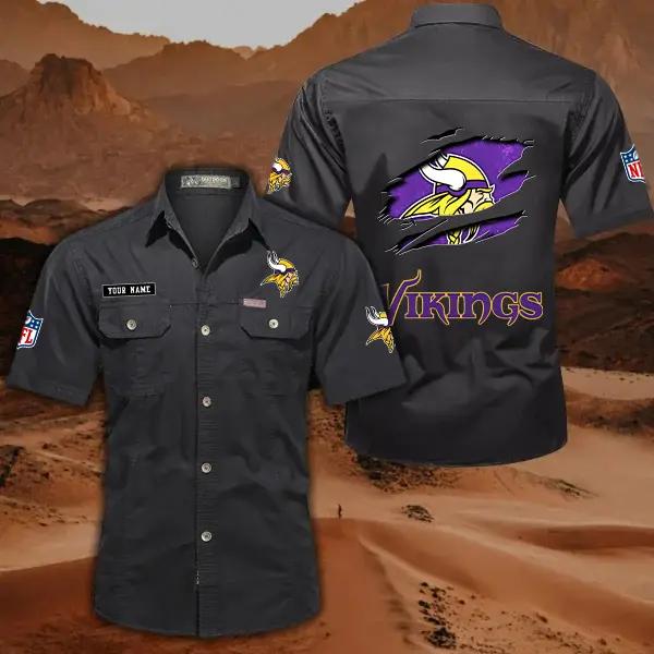Minnesota Vikings Men’s Short Sleeve Cargo Shirts New 2025 AZBT2DCGS000021