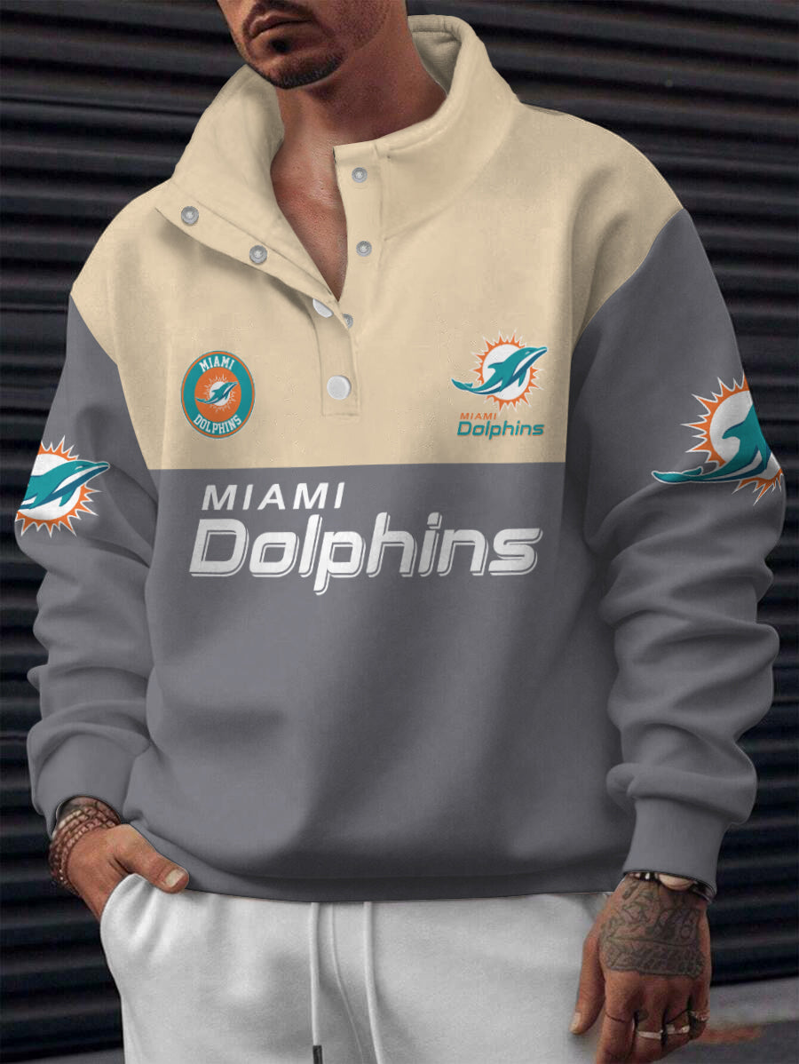 Miami Dolphins Casual Colorful Stand Collar Sweatshirt AZBTSCSW000507