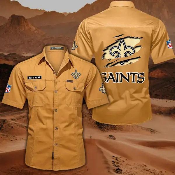 New Orleans Saints Men’s Short Sleeve Cargo Shirts New 2025 AZBT2DCGS000023