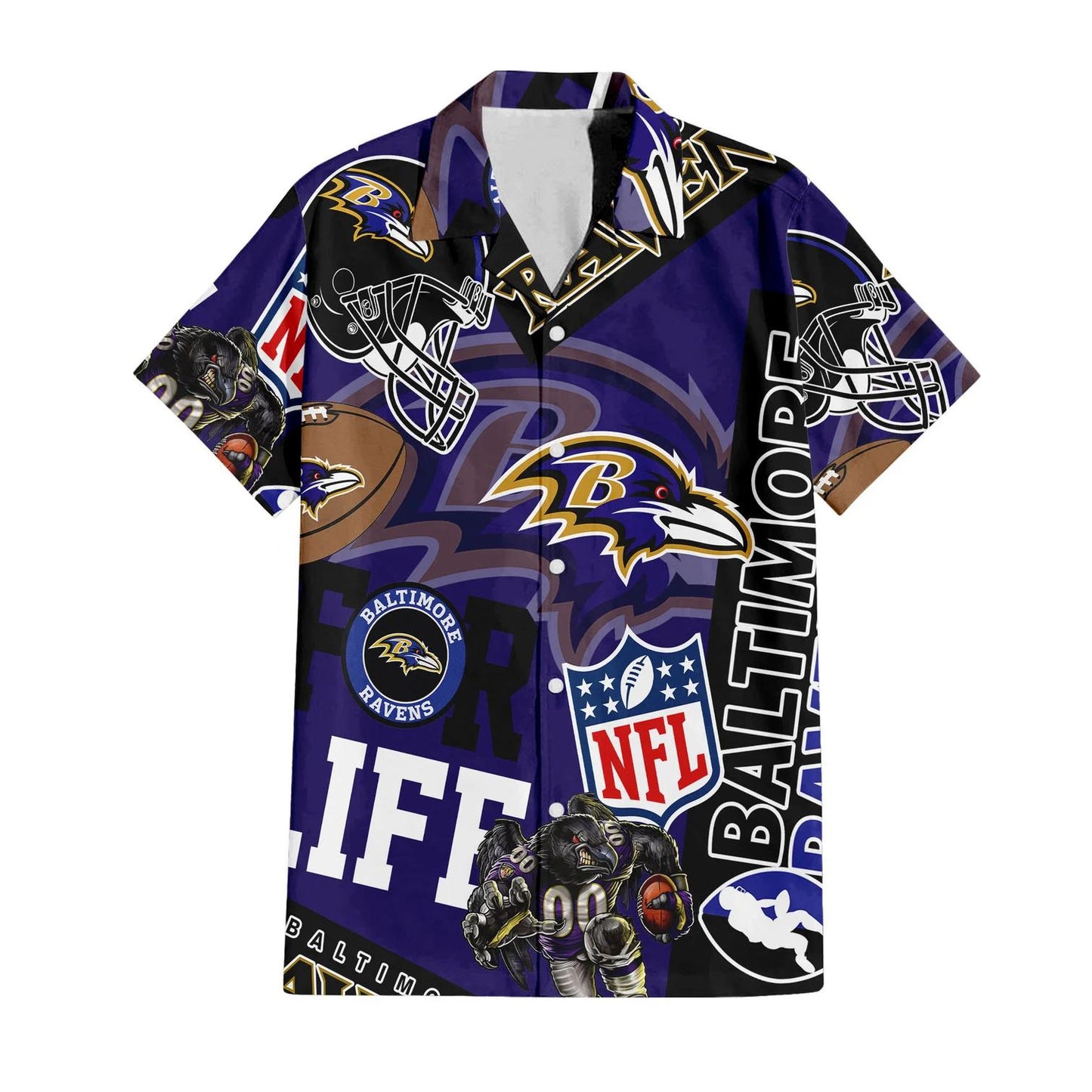 Baltimore Ravens Custom Limited Edition For Life Hawaiian Shirt and Shorts AZHAHWSS000254