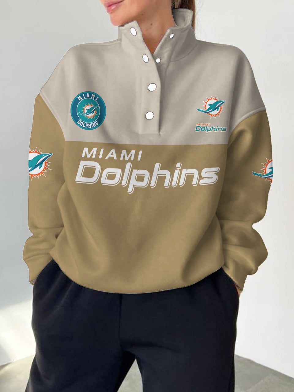 Miami Dolphins Casual Colorful Stand Collar Sweatshirt AZBTSCSW000255