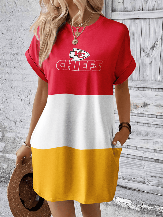 Kansas City Chiefs Women Hidden Pocket Batwing Casual Dress AZDDBWCD000062