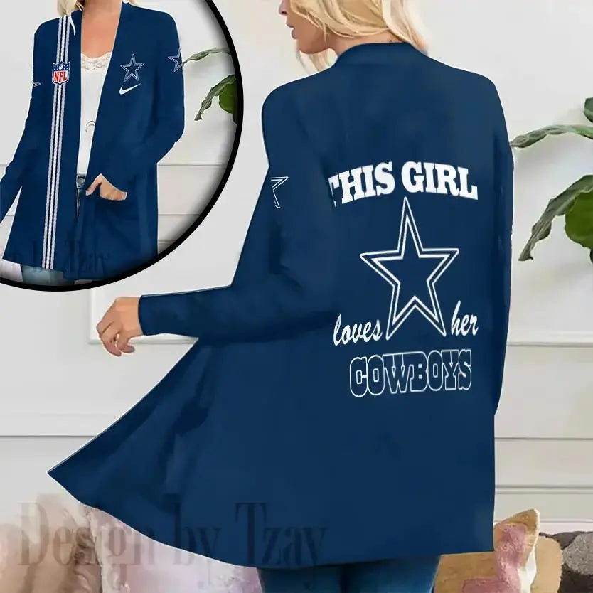 Dallas Cowboys Women Patch Pocket Cardigan BT051