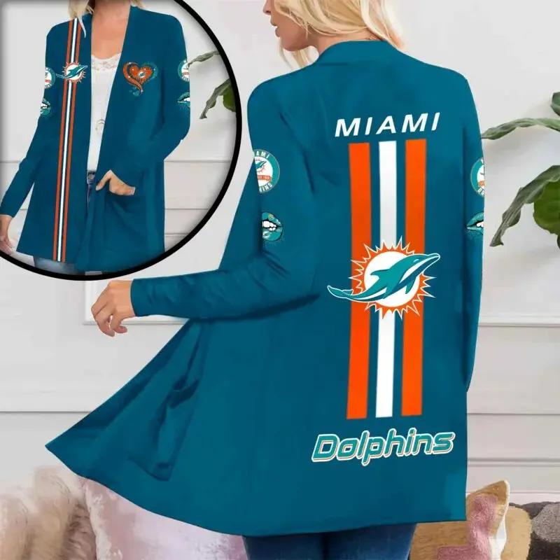 Miami Dolphins Women Patch Pocket Cardigan BT115