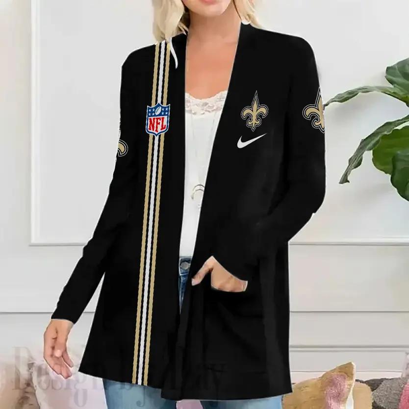New Orleans Saints Women Patch Pocket Cardigan BT137