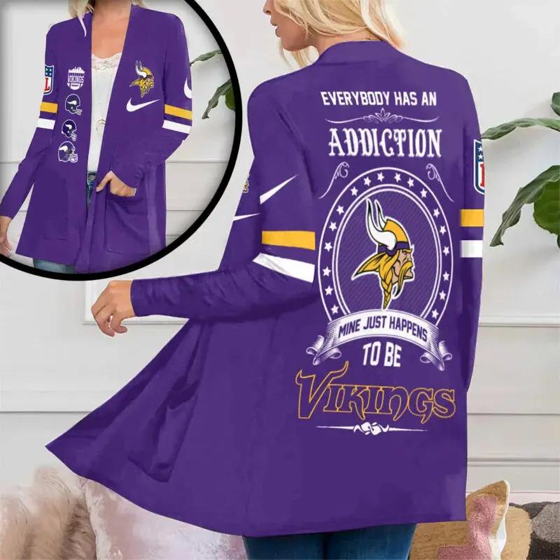 Minnesota Vikings Women Patch Pocket Cardigan BT124