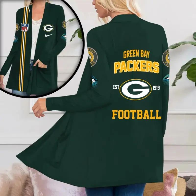 Green Bay Packers Women Patch Pocket Cardigan BT071