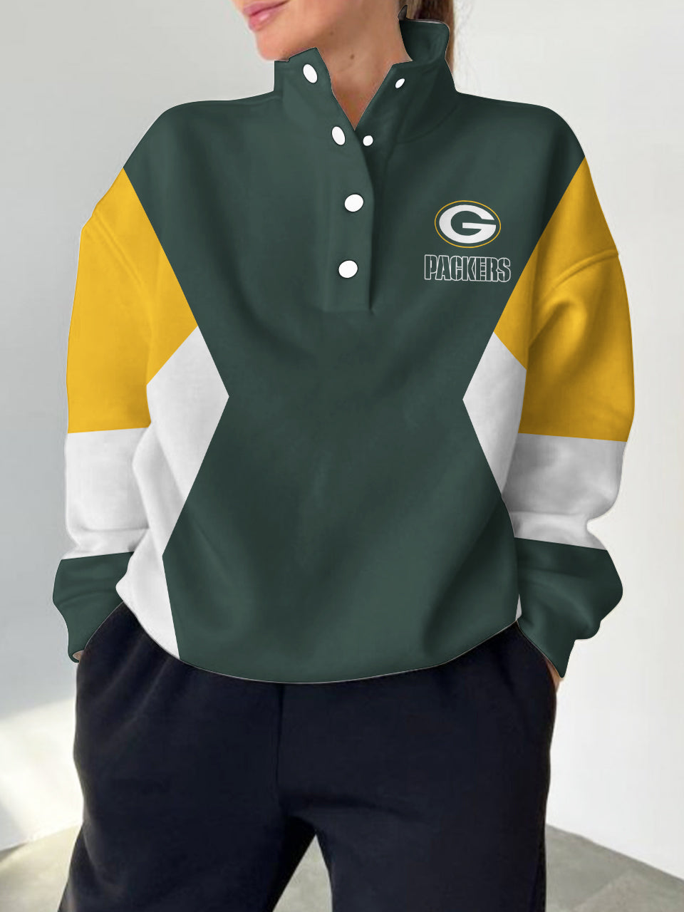 Green Bay Packers Casual Colorful Stand Collar Sweatshirt AZBTSCSW000425
