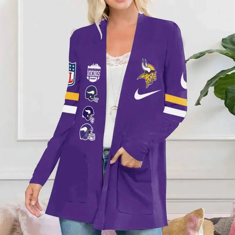 Minnesota Vikings Women Patch Pocket Cardigan BT124